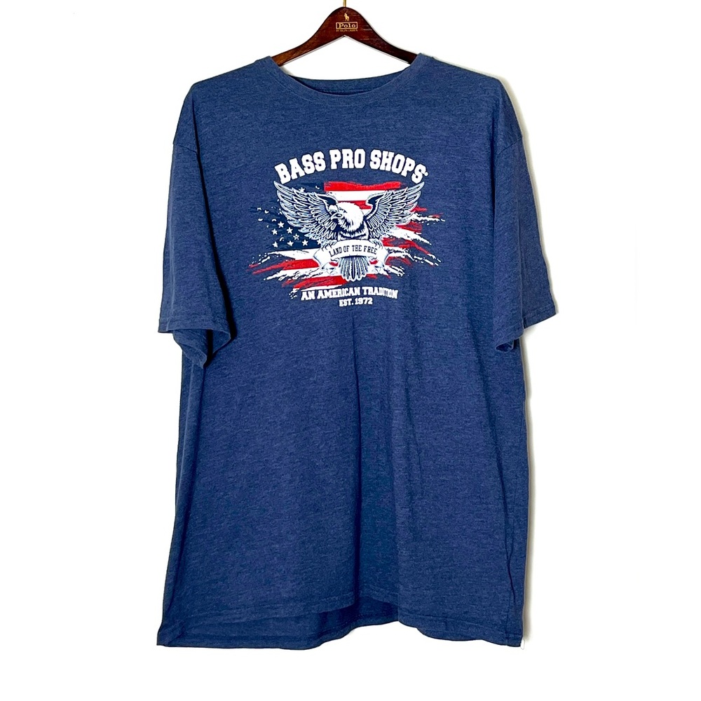 Bass Pro Shops Land Of The Free Graphic T-Shirt Blue Red XL Americana Patriotic